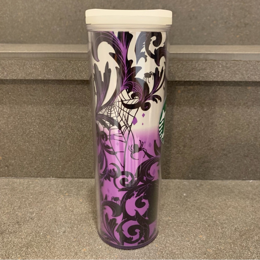 STARBUCKS Glow in Dark Halloween‘21 Purple&White Black Cat Tumbler/ 16oz, NWT - Picture 4 of 12
